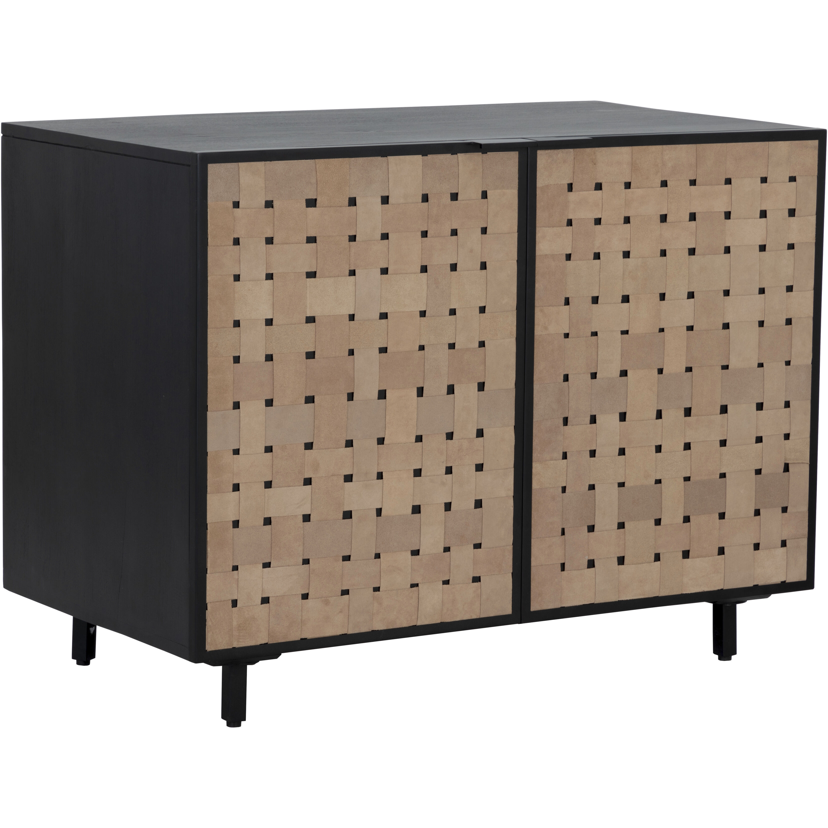 Omari 40 X 22 inch Suede Light Tan Leather Sideboard, Small